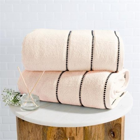 LAVISH HOME Lavish Home 67-0036-B 2 Piece Luxury Cotton Towel Set; Bone & Black 67-0036-B